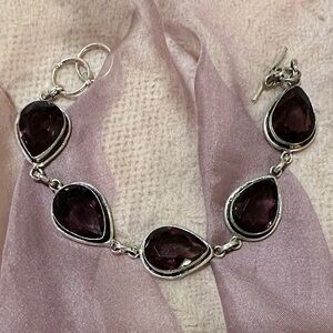 Sterling Silver Purple Gemstone Bracelet